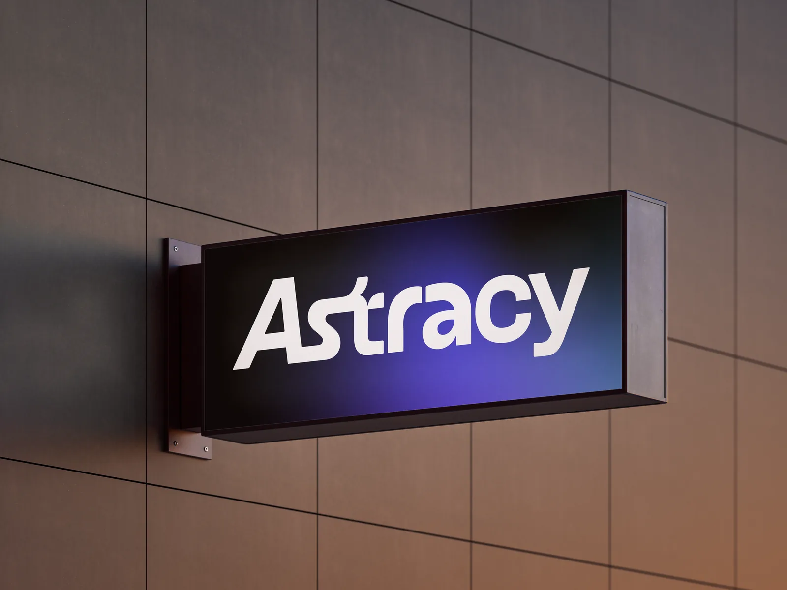 Astracy illuminated blade sign on a pickup and drop-off point