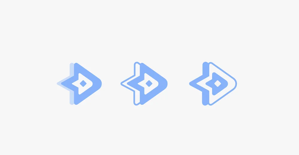 dropick first logo approach, a D, an arrow and a location pin