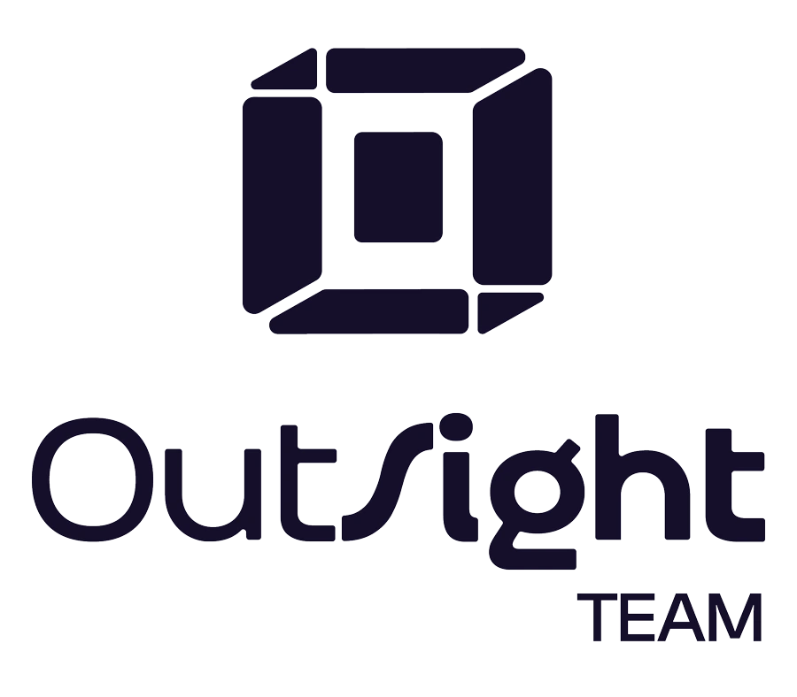OutSight Team primary logo: deconstructed box mark above the wordmark
